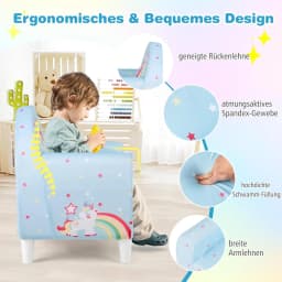 Children's Sofa for Toddlers, Children's Armchair Padded with Backrest & Armrest, from 3 Years, 55 x 41 x 54 cm (Blue)
