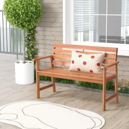 Hardwood Garden Bench, Weatherproof Wooden Bench for 2 People, Hardwood Balcony Bench, Park Bench for Patio