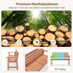 Hardwood Garden Bench, Weatherproof Wooden Bench for 2 People, Hardwood Balcony Bench, Park Bench for Patio