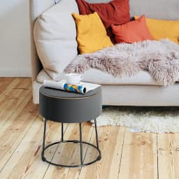 Round Seat Stool, Velvet Footstool with Metal Legs, Dressing Stool Padded up to 150 kg, Ottoman Velvet Stool (Grey)