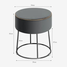 Round Seat Stool, Velvet Footstool with Metal Legs, Dressing Stool Padded up to 150 kg, Ottoman Velvet Stool (Grey)