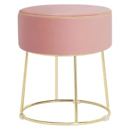 Round Seat Stool, Velvet Footstool with Metal Legs, Dressing Stool Padded up to 150 kg, Ottoman Velvet Stool (Grey)