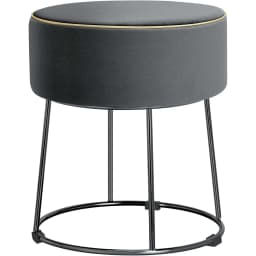 Round Seat Stool, Velvet Footstool with Metal Legs, Dressing Stool Padded up to 150 kg, Ottoman Velvet Stool (Grey)