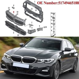 Front Radiator Grille Active Air Shutter Black Compatible with BMW G20 G21 330i 2019-2022 Automotive Exterior Parts 51749465188