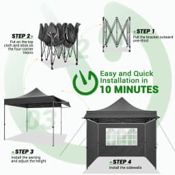 Gazebo 3x3 Waterproof Stable Winterproof with Awnings and Sidewalls,UV Protection 50+ Pop-up Gazebo Foldable Party Tent for Gard