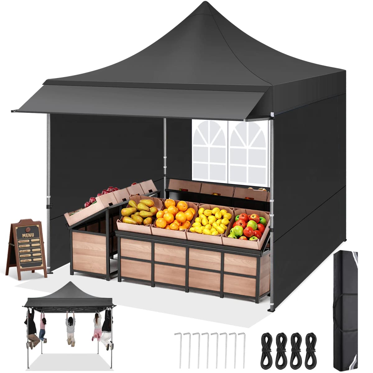 Gazebo 3x3 Waterproof Stable Winterproof with Awnings and Sidewalls,UV Protection 50+ Pop-up Gazebo Foldable Party Tent for Gard