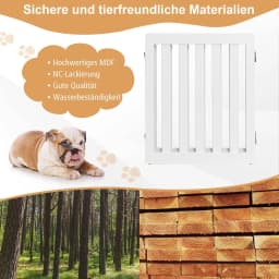 60cm 5 Panels Expandable Pet Gate, Freestanding Wooden Fence with 2 Support Feet,360° Rotatable Hinges, Folding Barrier ,White