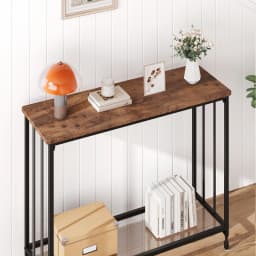 Narrow Entryway Console Table with Glass Shelf and Metal Frame Behind Couch Table Industrial Hallway Table for Living Room Foyer