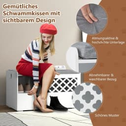Cat Cabinet for Cat Litter Tray, 4 in 1 Cat House Shoe Bench Side Table, Cat Cave with Entrance & Hook & Removable Cushion