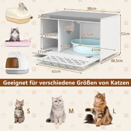 Cat Cabinet for Cat Litter Tray, 4 in 1 Cat House Shoe Bench Side Table, Cat Cave with Entrance & Hook & Removable Cushion
