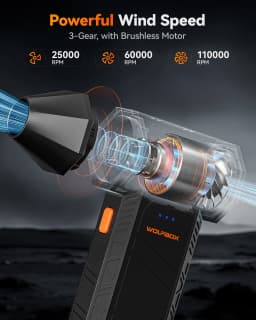 WOLFBOX MF50 Powerful Fan Duster Wireless Air Blower Air Duster 110000RPM 3-Speed Adjustable Portable Fan for Car/Home/Outdoor