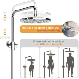 Rain Shower Without Faucet With Tray, Shower System With Shower Head Adjustable Shower Halls Shower Bar Overhead Shower Set Head
