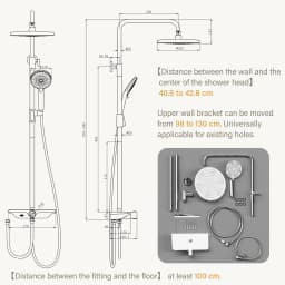 Rain Shower Without Faucet With Tray, Shower System With Shower Head Adjustable Shower Halls Shower Bar Overhead Shower Set Head