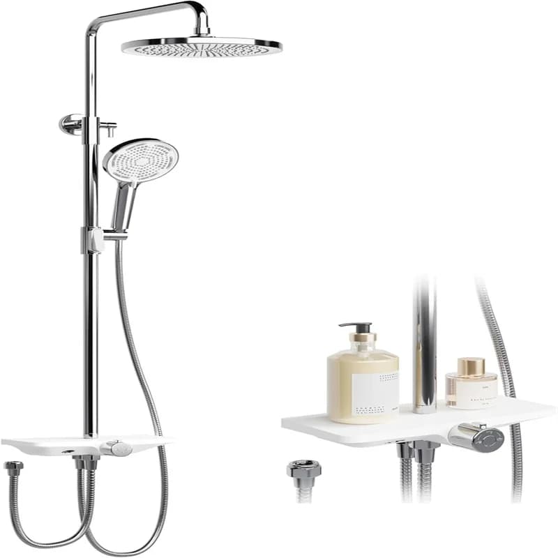 Rain Shower Without Faucet With Tray, Shower System With Shower Head Adjustable Shower Halls Shower Bar Overhead Shower Set Head