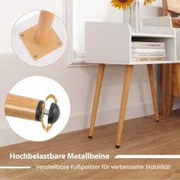 Set of 2 Bedside Tables with Open Compartment, Sofa Table with Metal Support Legs, Bedside Table for Bedroom