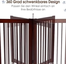 Safety Gate Barrier Dog Gate Security Grille Pet Gate Folding Wooden Protection Ladder (203 x 76 x 1,8cm)