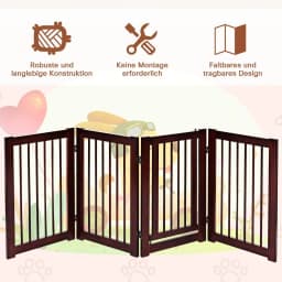 Safety Gate Barrier Dog Gate Security Grille Pet Gate Folding Wooden Protection Ladder (203 x 76 x 1,8cm)