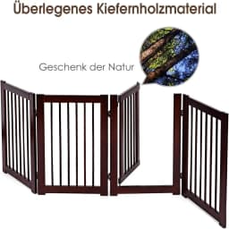 Safety Gate Barrier Dog Gate Security Grille Pet Gate Folding Wooden Protection Ladder (203 x 76 x 1,8cm)