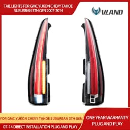 VLAND LED Tail Lights for GMC Yukon Chevy Tahoe Suburban 3rd Gen 2007–2014 W/ Start-up Animation Rear Lamps Assembly Set of 2