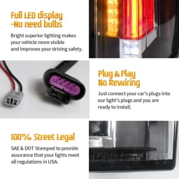 VLAND LED Tail Lights for GMC Yukon Chevy Tahoe Suburban 3rd Gen 2007–2014 W/ Start-up Animation Rear Lamps Assembly Set of 2