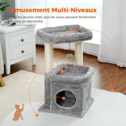 Small Cat Tree with Natural Sisal Scratching Posts Cat Tower for Indoor Cats Cozy Cat Condo Cat Scrapers Accessories Kitten Toys