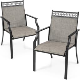 Set of 2 Garden Chairs, Patio Chairs with Wide Seat and Quick-Drying Fabric, Balcony Chairs, Outdoor Chairs up to 150 kg