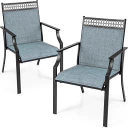 Set of 2 Garden Chairs, Patio Chairs with Wide Seat and Quick-Drying Fabric, Balcony Chairs, Outdoor Chairs up to 150 kg
