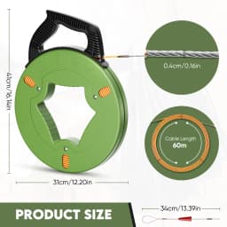 4 mm Cable Retraction Aid, 60m Pull Wire for Empty Pipes with Shatterproof Cable, Cable Puller with Plastic Housing