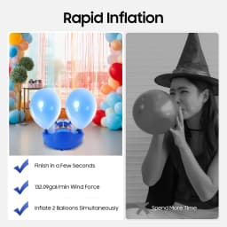 Premium Electric Balloon Blower -Dual Ports, Precise Time Control, Quick Heat Dissipation, Perfect for Birthday Parties & Events
