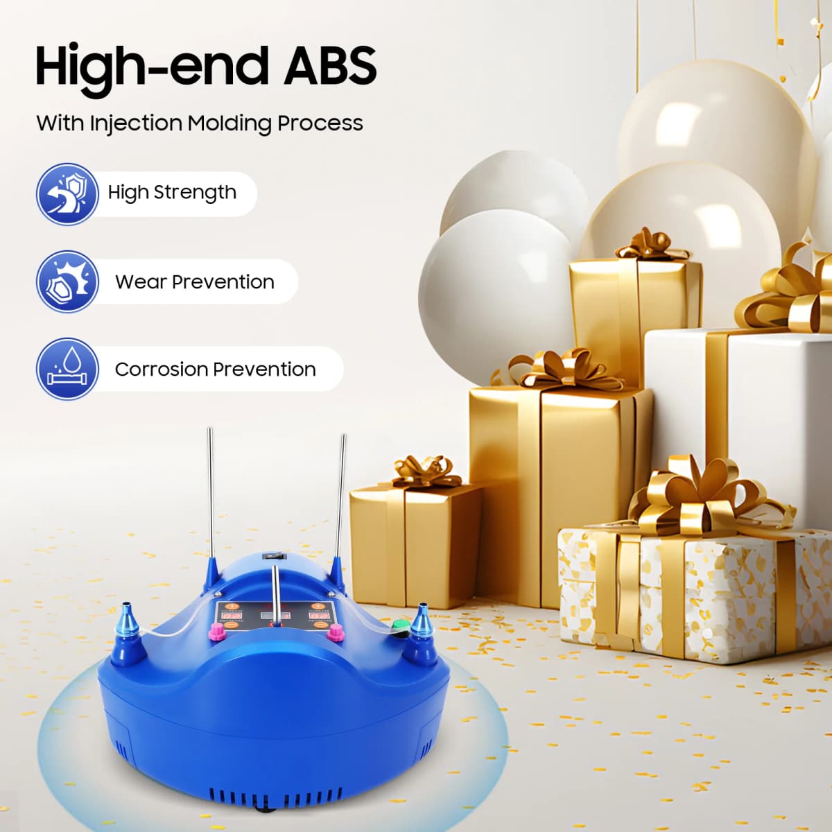 Premium Electric Balloon Blower -Dual Ports, Precise Time Control, Quick Heat Dissipation, Perfect for Birthday Parties & Events