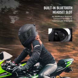 SucceBuy Motorcycle Helmet Full Face Smart Street ABS&High Density Helmet with Bluetooth Slot&Interchangeable Lens Fit for Adult