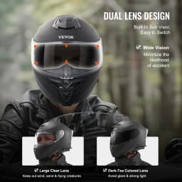 SucceBuy Motorcycle Helmet Full Face Smart Street ABS&High Density Helmet with Bluetooth Slot&Interchangeable Lens Fit for Adult
