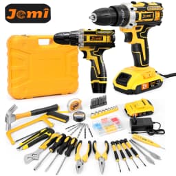 Jemi Tool 12v/21v Cordless Electric Drill Set, 45Nm Impact Drill, 25+3 Torque Setting, with 45 Optional Accessories