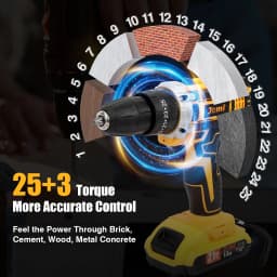 Jemi Tool 12v/21v Cordless Electric Drill Set, 45Nm Impact Drill, 25+3 Torque Setting, with 45 Optional Accessories