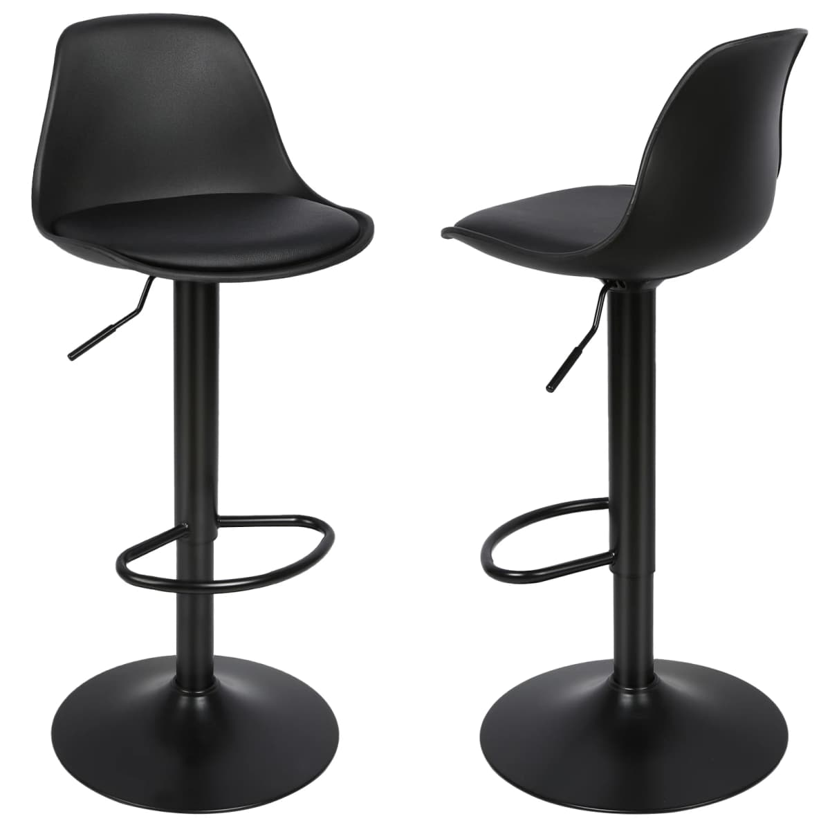 Bar stool 2-piece swivel chair, 2-piece adjustable bar stool, height adjustable, 360° swivel, ultra-quiet, load-bearing capacity