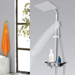 Wall Mounted Shower Set for Bathroom Modern Silver Ceramic Valve Shower Top Spray Handheld Spray Faucet