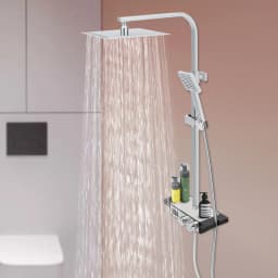 Wall Mounted Shower Set for Bathroom Modern Silver Ceramic Valve Shower Top Spray Handheld Spray Faucet