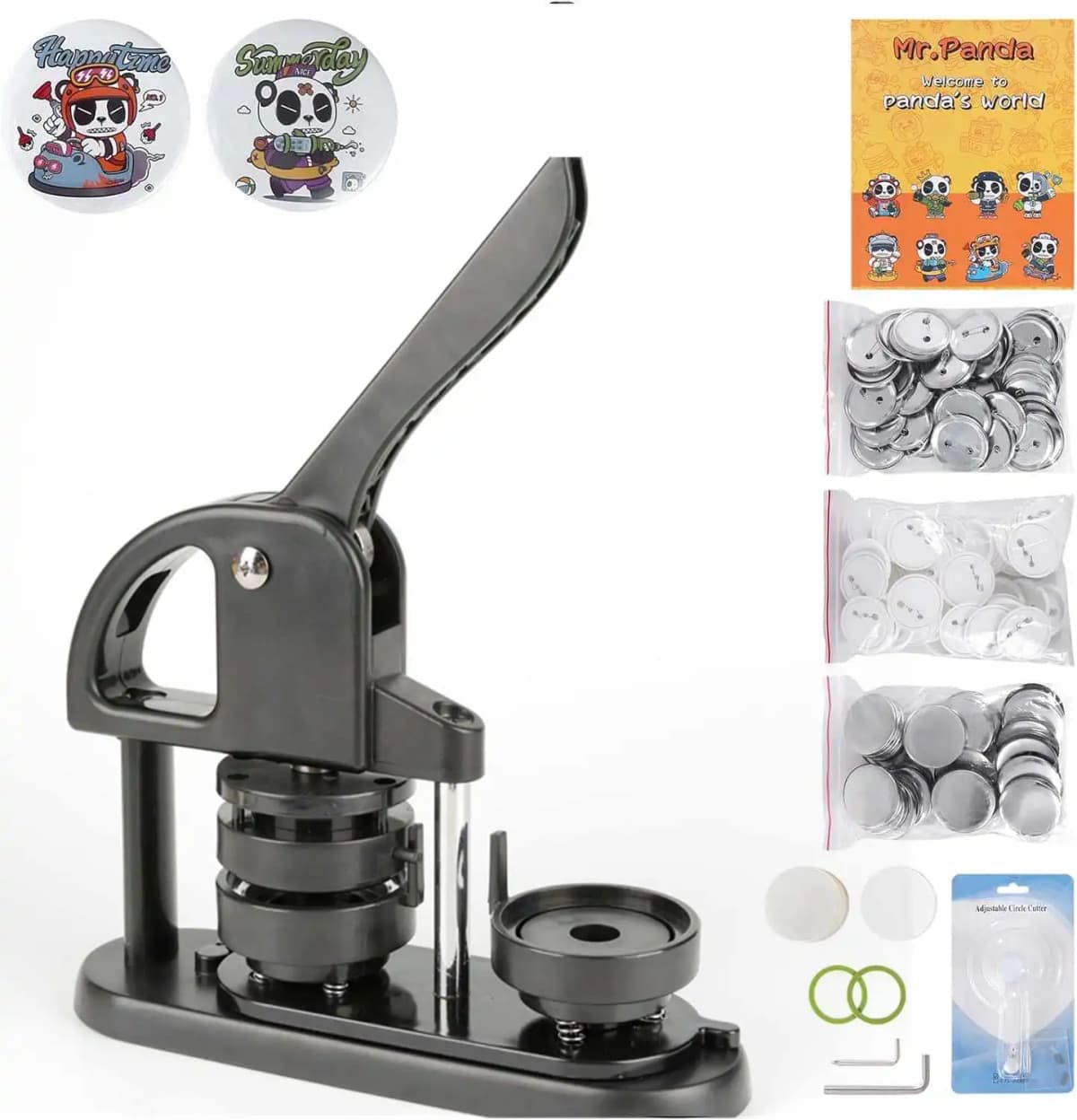 Pin Badge Button Making Machine 25/32/58mm DIY Button Pin with 500pcs Free Parts Press Kit Circle Manufacture Button Making Tool