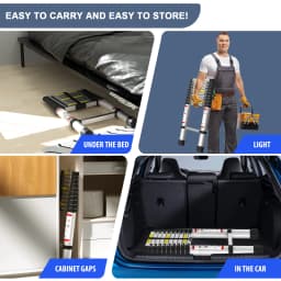 10.5Ft 3.2M Extendable Alminium Ladders Telescopic Folding Extending Portable 11 Steps Loft Extension Ladder