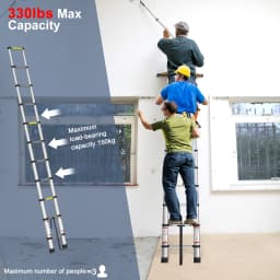 10.5Ft 3.2M Extendable Alminium Ladders Telescopic Folding Extending Portable 11 Steps Loft Extension Ladder