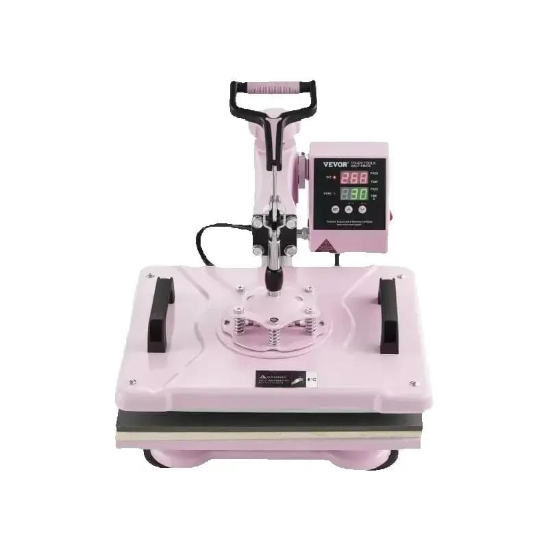 SucceBuy Heat Press Machine 12x15inch 8in 1 Heat Transfer Machine 360° Swing Away T-Shirt for T-Shirts/Mugs/Hats/Plates Pink