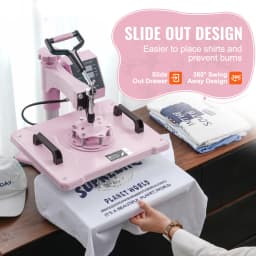 SucceBuy Heat Press Machine 12x15inch 8in 1 Heat Transfer Machine 360° Swing Away T-Shirt for T-Shirts/Mugs/Hats/Plates Pink
