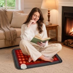 Infrared Back Heating Pad with Jade and Tourmaline Stones, 23.5x16in Smart Controller Heat Pad for Pain Relief Muscle Relaxation, Auto Shut-off EU Plug