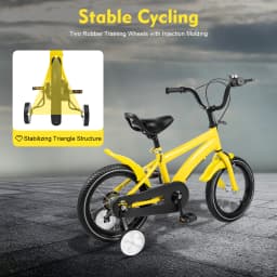 Children’s Bike with Adjustable Seat and Training Wheels, Lightweight Carbon Steel Frame, 39.17 Inch, Yellow/Black