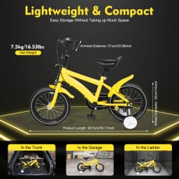 Children’s Bike with Adjustable Seat and Training Wheels, Lightweight Carbon Steel Frame, 39.17 Inch, Yellow/Black