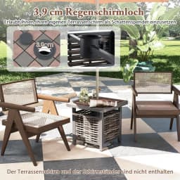 Polyrattan Side Table, Garden Table with Resin Table Top and Umbrella Hole,Balcony Table for Patio,Balcony,Garden,55 x 55 x 50cm