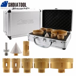 SHDIATOOL 8Pcs Diamond Drill Core Bits Kit 25/35/40/50/68/100mm Hole Saw+50mm Chamfer M14 Masonry Granite Tile Drilling Bit Sets