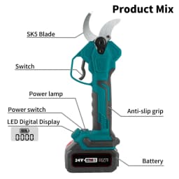 40mm Brushless Electric Pruner Scissors Battery Pruning Shears Garden Rechargeable Scissors 4 Gears Fit for Makita 18V Battery
