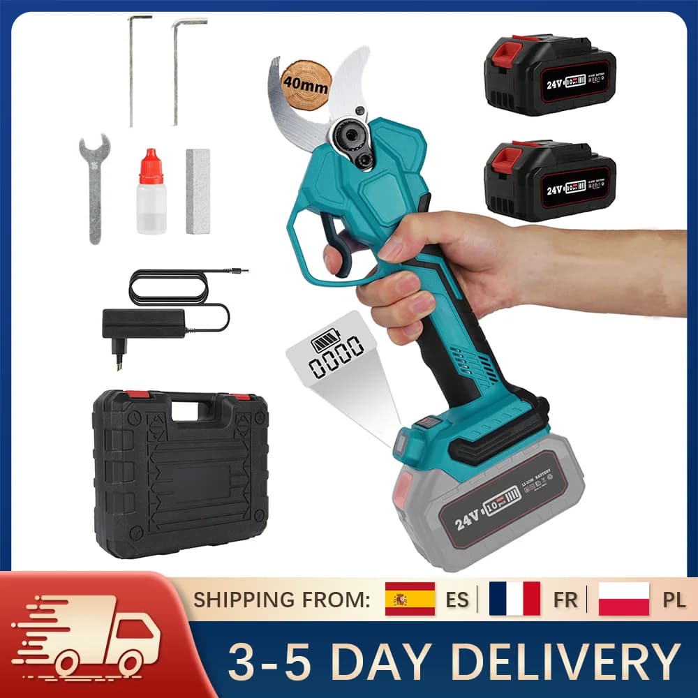 40mm Brushless Electric Pruner Scissors Battery Pruning Shears Garden Rechargeable Scissors 4 Gears Fit for Makita 18V Battery