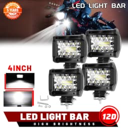 UNISHINE 4pcs 4inch 12v Offroad Spot Flood Combo Work Light LED Light Bar 6000K for Car SUV 4x4 Boat ATV Barra LED Headlights